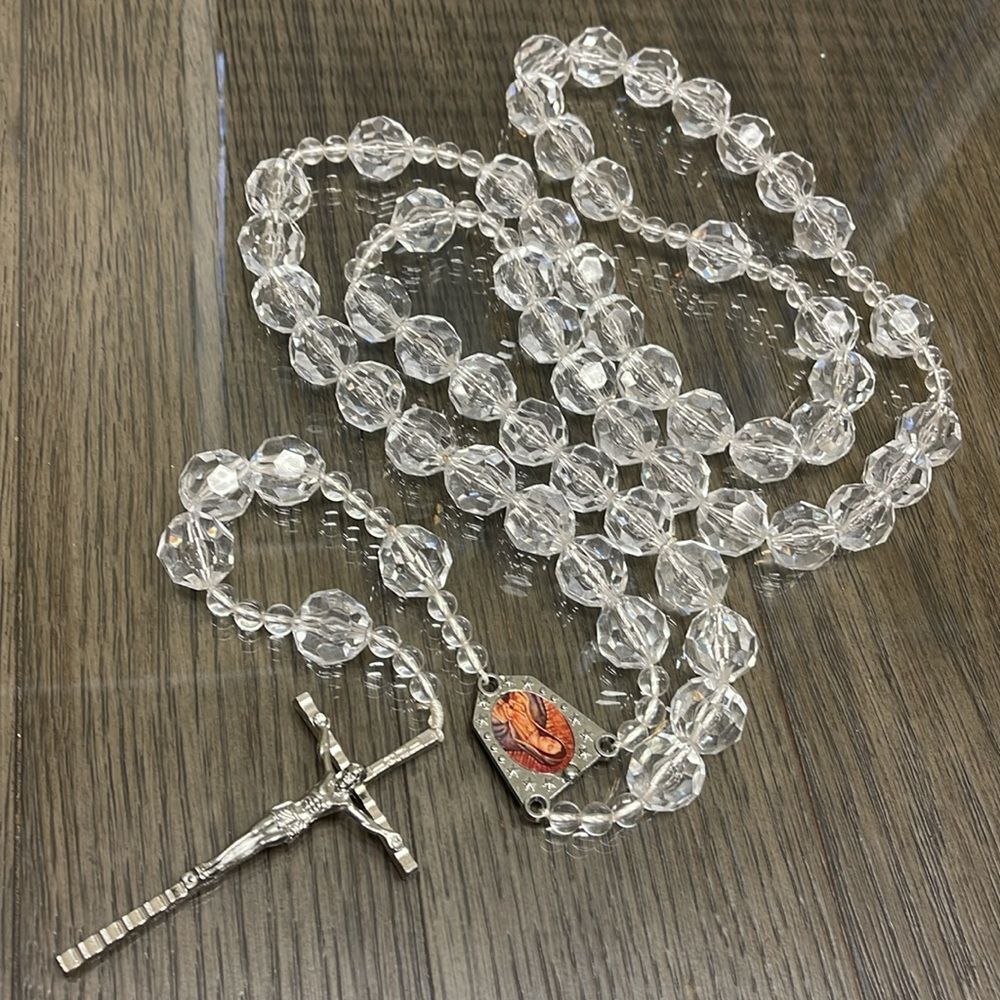 Large Clear Acrylic Beaded Wall Rosary 3ft’ 4 1/4”